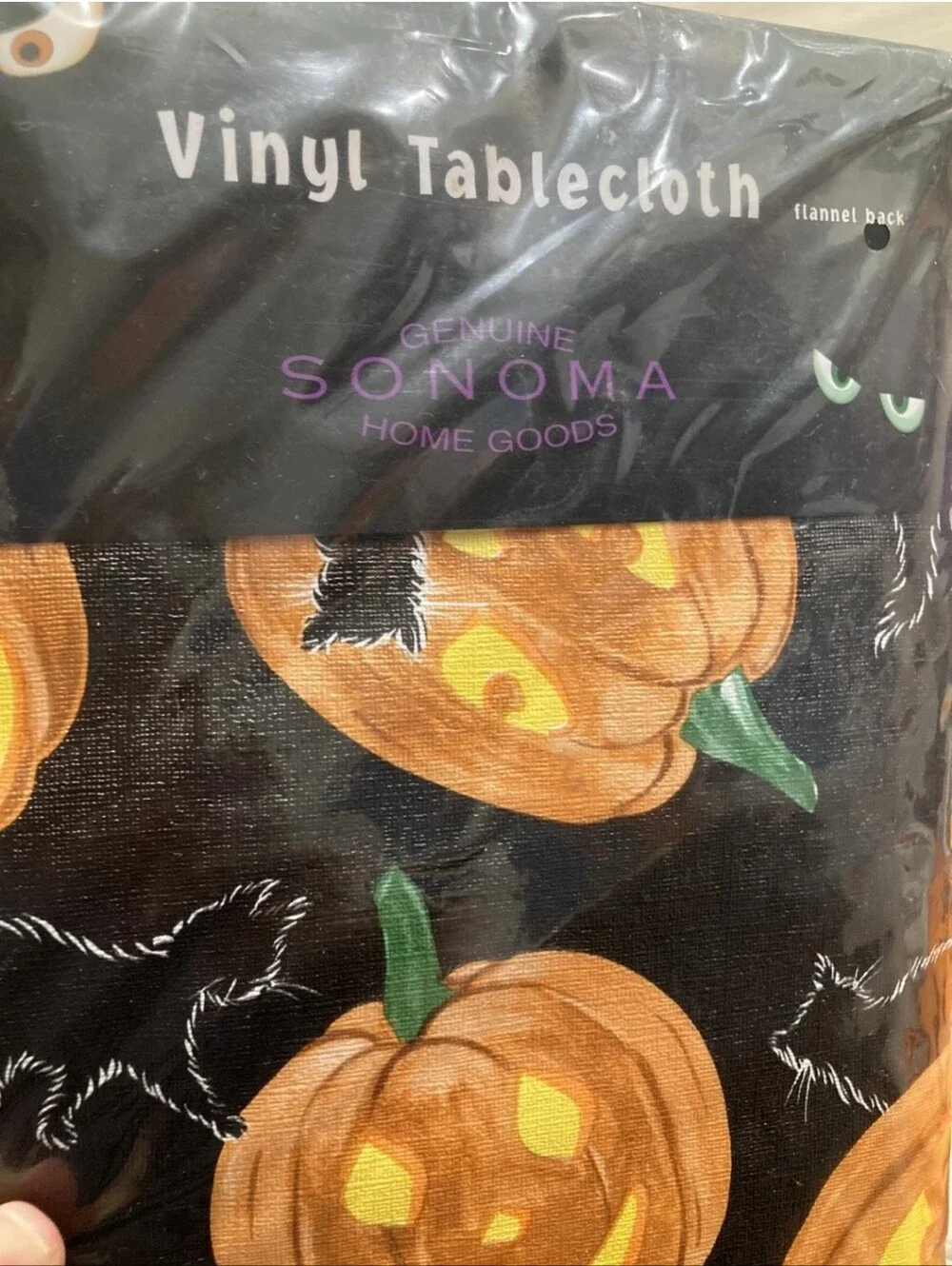 Halloween Decor Lot! Vinyl Tablecloth Shower Curtain Black Cat Towel Kohls